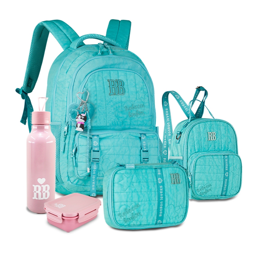 Kit Mochila Rebecca Bonbon Escolar Clio 2026 Soft Estojo Box 36