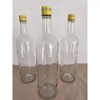 KIT 3 GARRAFAS DE 750 ML TRANSPARENTES C/ TAMPAS DE ALUMÍNIO P/ ARTESANATOS E USOS EM GERAL.