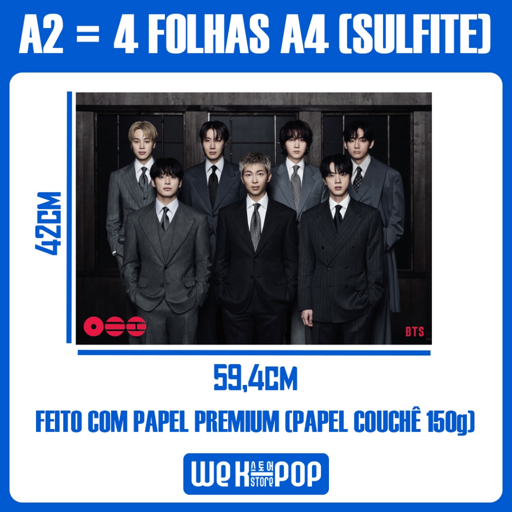 Pôster Grande BTS A2 (59,4cm X 42cm) | Qualidade Premium | Papel