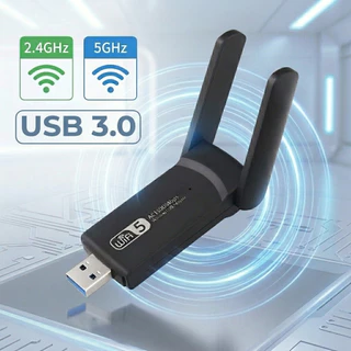 Adaptador WiFi USB 3.0 Dual Band 1300Mbps 5GHz 2 Antenas Placa de Rede Wireless para PC Notebook Windows Linux Mac