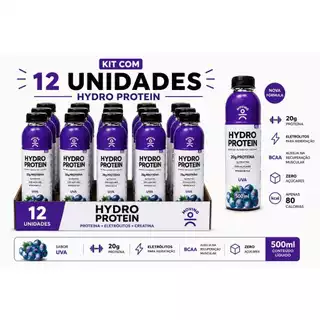 Hydro Protein Moving 500ml Uva | 20g Proteína + 3g Creatina | Escolha Kit 6 ou 12