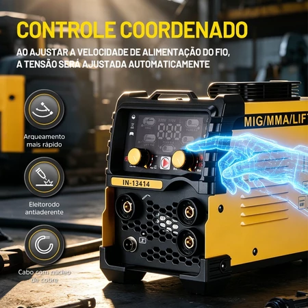 (Bivolt 110 220V)Máquina de Solda Inversora 300A MIG MAG MMA TIG Lift LCD para Oficina e Construção Reparos Manutenção