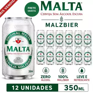 Malta Malzbier Sem Álcool 350ml Fardo 12un Cerveja Preta Escura Original Malta Sabor Tradicional