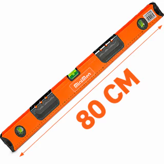 Nível de Bolha Magnético 80cm em Alumínio Profissional com 3 Bolhas Alta Precisão para Construção e Instalação