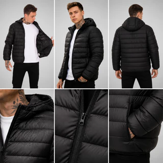 Jaqueta Bobojaco Puffer Capuz Removível Bolsos Internos Impermeável