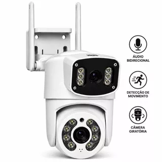 Câmera de Segurança WiFi IP 360 Lente Dupla HD Visão Noturna Áudio Bidirecional Detecção de Movimento