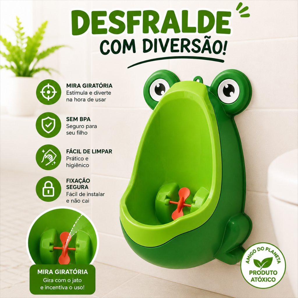 Mictório Infantil Parede Menino Sapinho Com Hélice Treinamento Banheiro