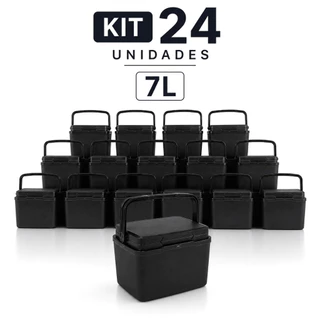 Kit 24 Caixa Térmica 7L Cooler Térmico Portátil Resistente Preto Toy 26017