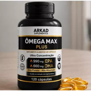 Ômega 3 Ultra Concentrado EPA DHA 120 Cápsulas Alta Pureza Ômega Max Plus