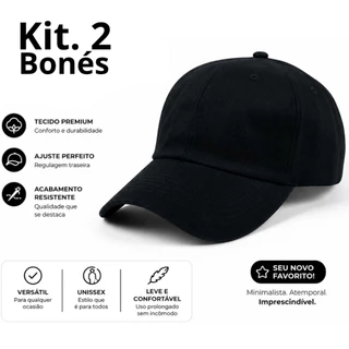 Kit 2 Bonés Liso Aba Curva Ajustável Unissex Tecido Premium Casual Masculino Feminino Dad Hat Alta Qualidade