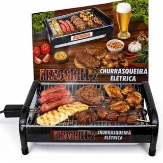 Churrasqueira Elétrica Gourmet Sem Fumaça Portátil Para Apartamento 110v 220 Bandeja Removível Grill