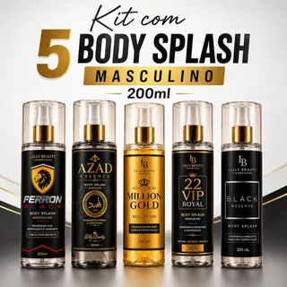 Kit 5 Body Splash Masculino 200ml Varias Fragrâncias