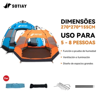 Barraca Sotiay automática hexagonal dupla camada, impermeável e com proteção UV, ventilada para camping em família