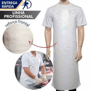 Avental Trevira KP 1000 Branco Reforço Abdominal Resistente Açougue Industrias Peixaria Cozinha