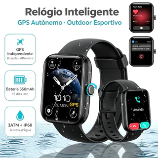 NOVANTE Relógio Inteligente Esportivo GPS Autônomo Chamadas Bluetooth Tela HD 1.85" 3ATM À Prova D'água Bateria 350mAh