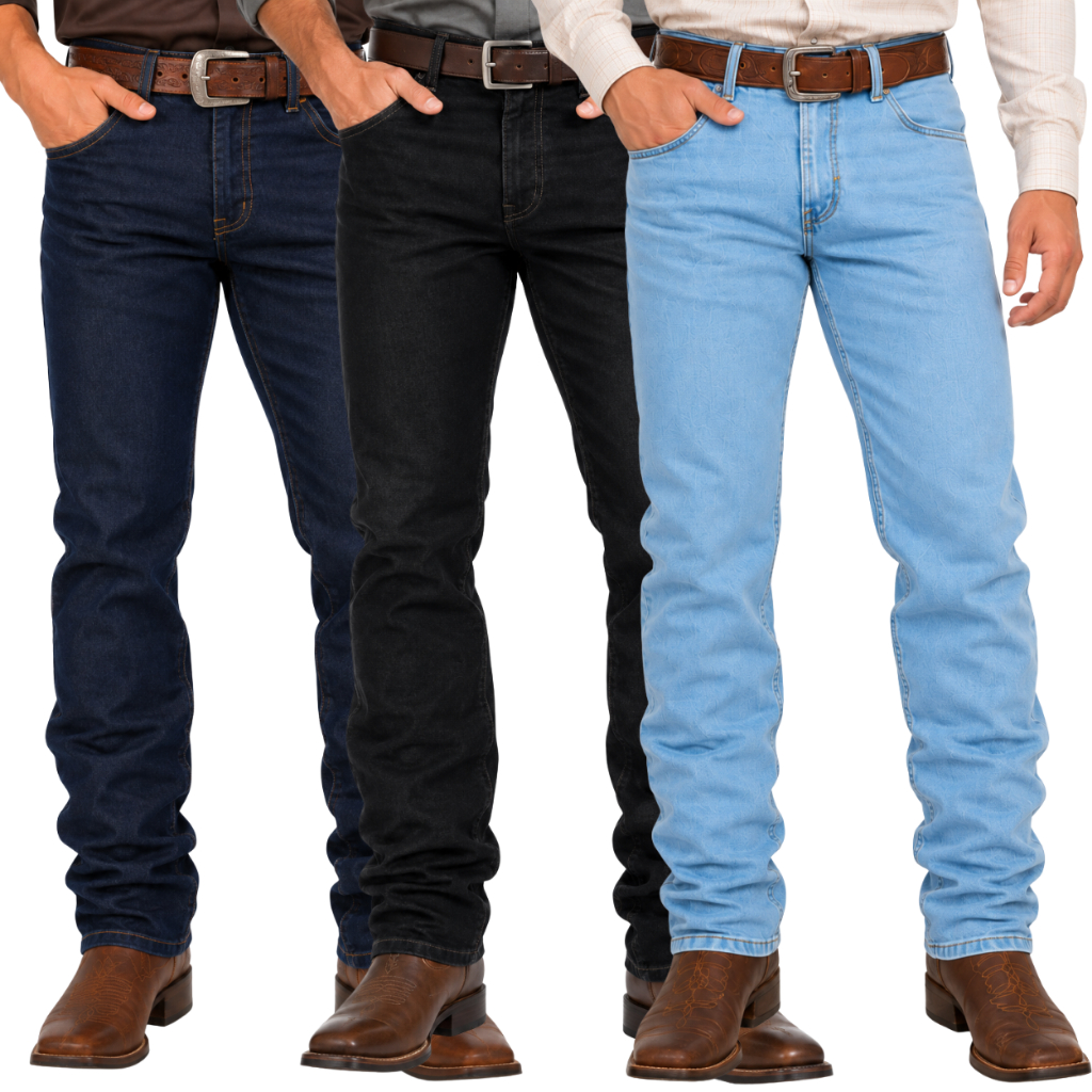 Kit Calças Jeans Modelo Country Masculina Rodeio Com Elastano Tecido ...