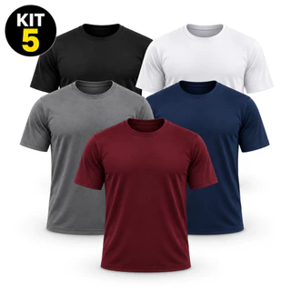 Kit 5 Camisetas Masculinas Dry Fit Básicas Esportivas Academia Treino Corrida Caminhada Trabalho e Dia a Dia
