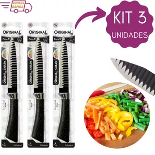 Kit Faca Shark 5" 24cm Super Afiada Profissional Chef Peixe Carne Legumes Cozinha
