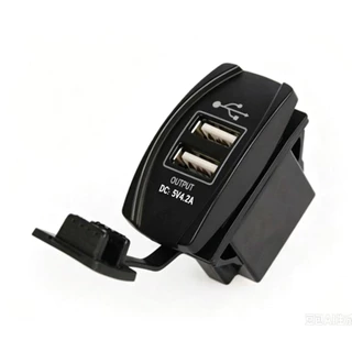 Tomada Usb Veicular 12 / 24v 2 Saídas Led Azul PARA/ Painel