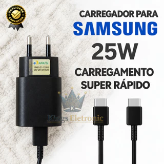 Carregador Para Samsung Super Rápido 25w Original Tipo C Para Tipo C