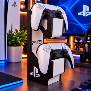 Suporte Duplo para 2 Controles PS5 DualSense em Impressão 3D | Organizador Gamer de Mesa para Controle PlayStation 5