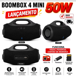 BOOMBOX 4 Caixa de Som POTENTE 100W / 50W RMS Portátil Bluetooth Rádio FM TWS AUX Prova D' Água