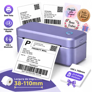 Impressora Térmica De Etiqueta Adesiva 110mm Usb E Bluetooth 203DPI, compatível com vários sistemas - L100