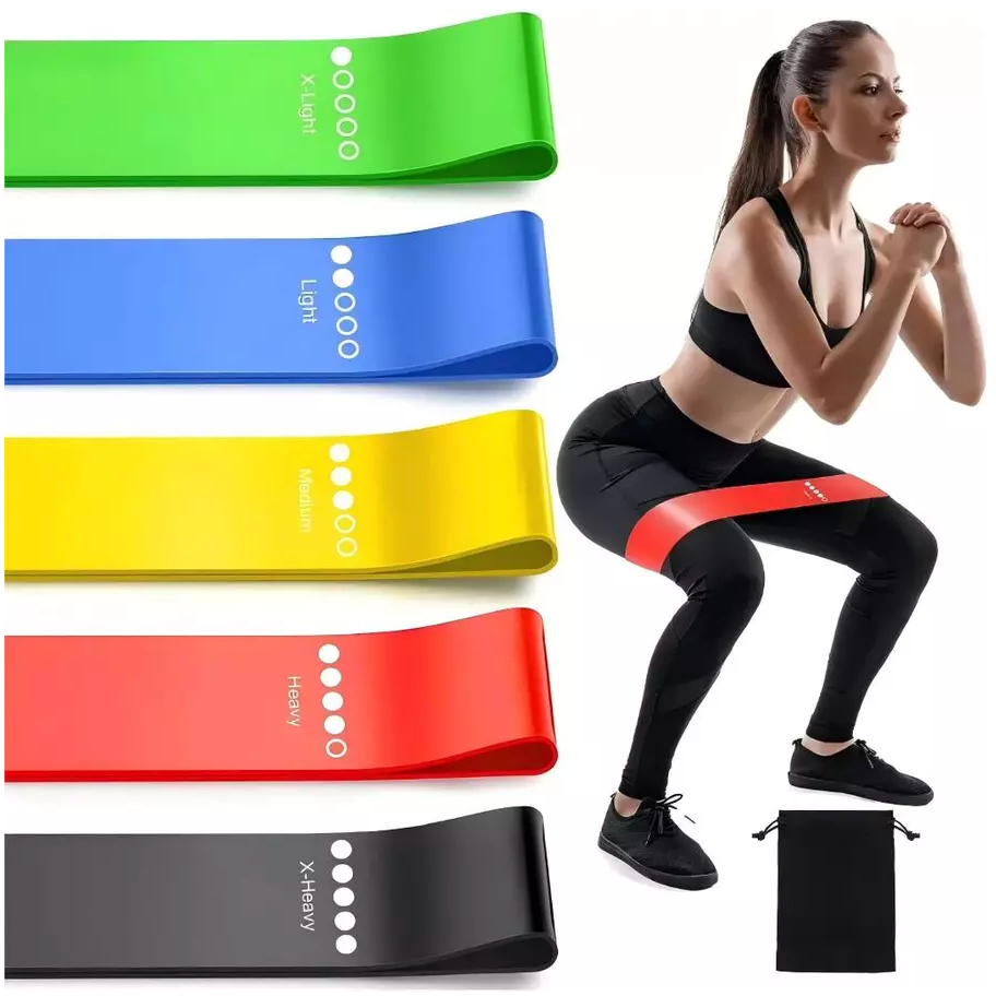 Kit 5 Faixas Elásticas Para Exercícios Multifuncional Yoga Fisioterapia e Treino