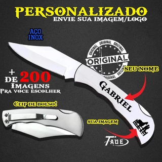 Canivete Personalizado Com Clip Bolso Inox Seu Nome Desenho Imagem Agro a Laser Envio Imediato