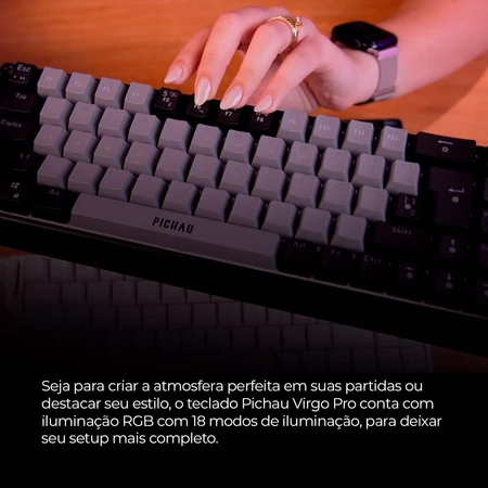 Teclado Magnetico Pichau Virgo Pro RGB Switch Vermelho Preto e Cinza PG-VRGP-CL01 - Vista 2
