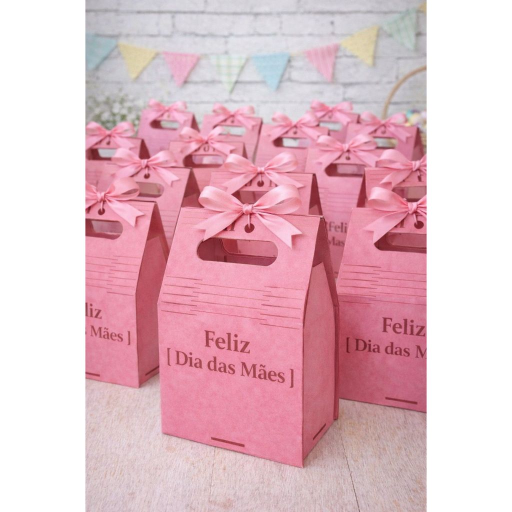 kit lembrancinha dia das Mães Cestinha presente em mdf pintado Rosa em Oferta na Shopee