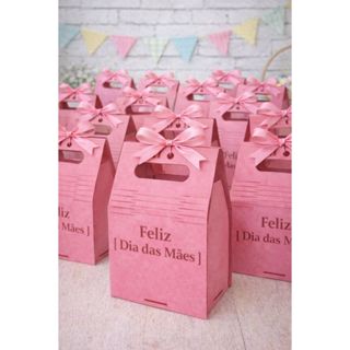 kit lembrancinha dia das Mães Cestinha presente em mdf pintado Rosa em Oferta na Shopee