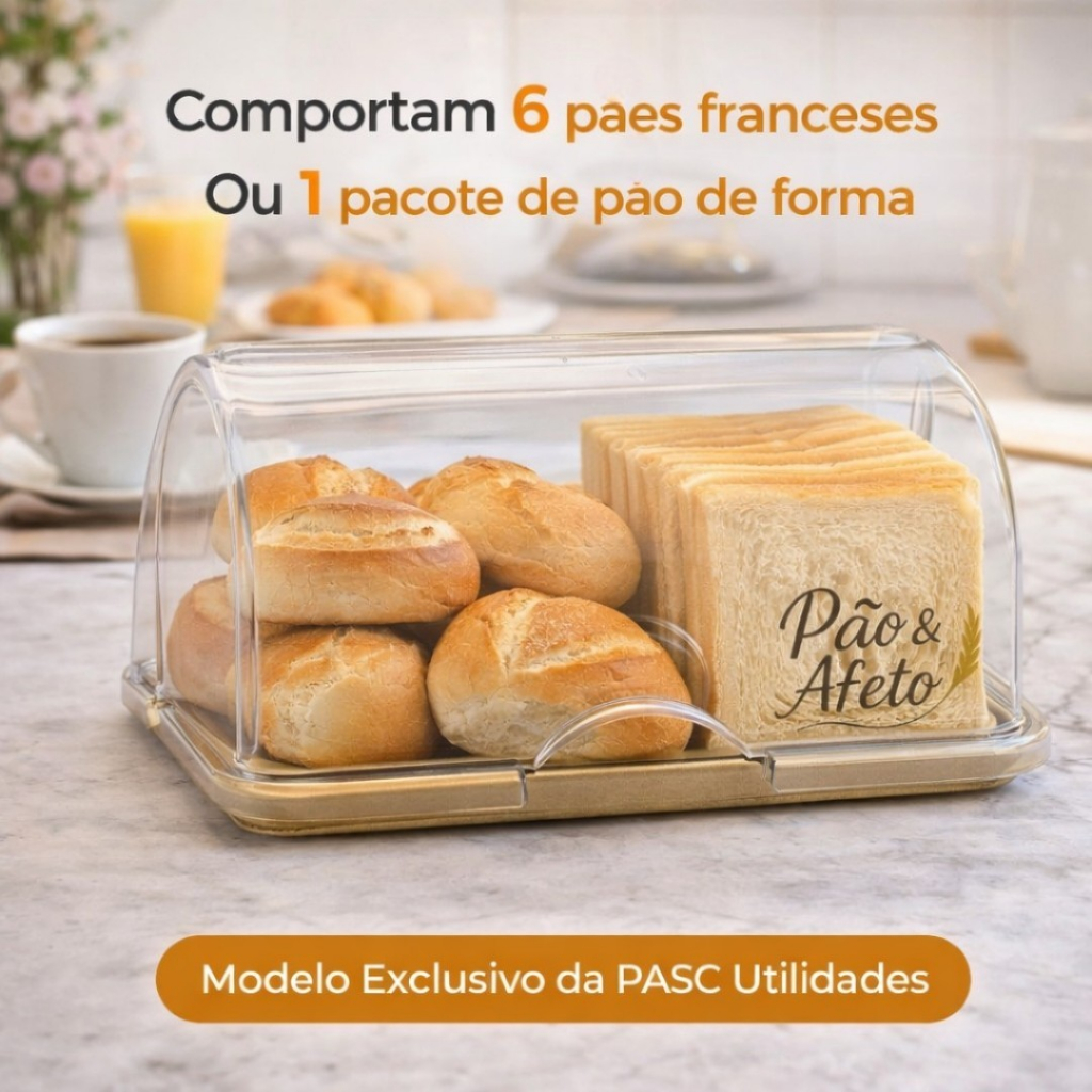 Porta Pão Acrílico Tampa Articulável Basculante Personalizad