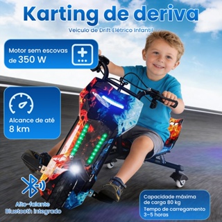 Triciclo Elétrico Drift Motorizado 350w Adulto/Infantil Polegadas 3 Velocidades Bluetooth Led Display para Idade 8+ em Oferta na Shopee