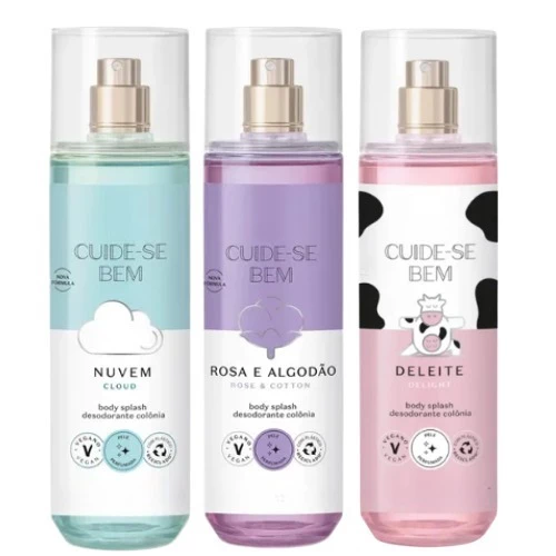 Kit Body Splash Cuide-se Bem – Deleite, Rosa & Algodão e Nuvem