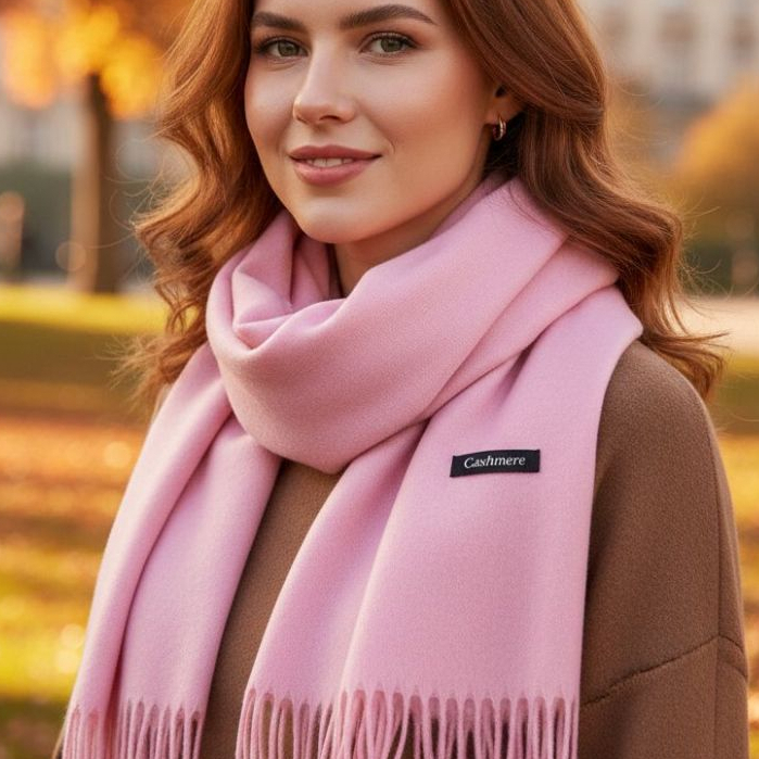 Cachecol Pashmina Lisa de poliester de 230g com franjas Presentes
