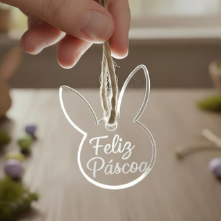 Tag Feliz Páscoa Pingente Chaveiro Formato Coelho 5cm Acrílico Presente Mimo Ovo Páscoa Confeiteira em Oferta na Shopee