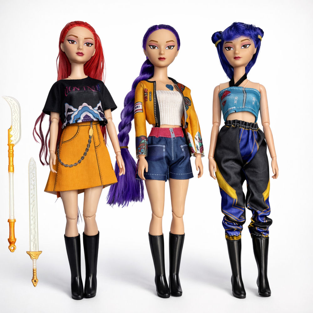 Kit 3 Bonecas Guerreiras do Kpop Romy Mira e Zoey 30CM Canta música ...