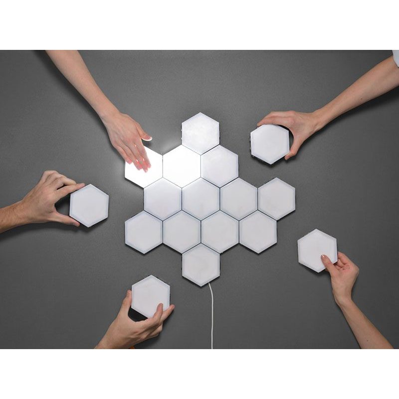 Luminária LED Hexagonal Quântica Modular Touch Controle Remoto Decoração Quarto Sala Kit 3 — imagem 2