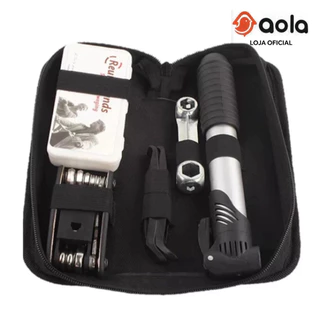 Ferramentas portátil para Bicicleta Reparo de Pneu, Bomba de Ar e Bolsa de Quadro Kit Completo