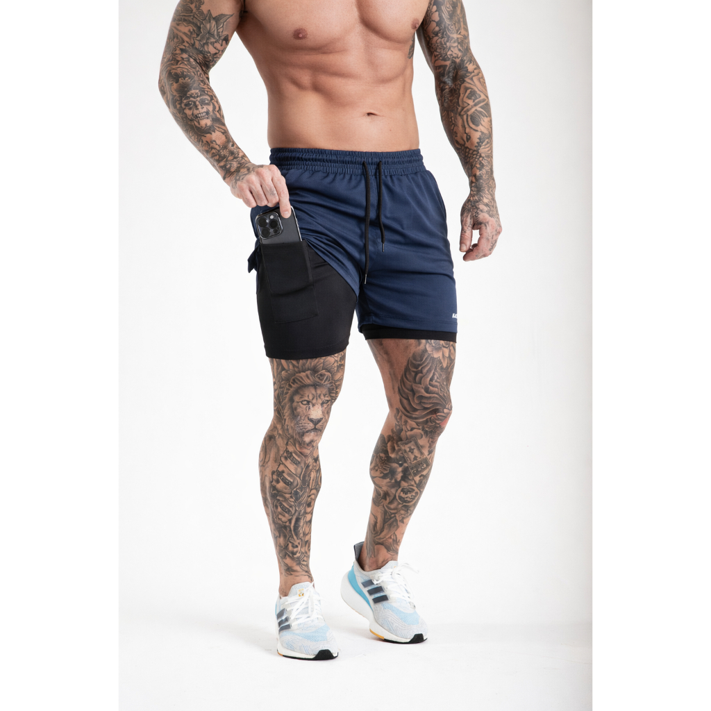 BERMUDA 2 EM 1 COMPRESAO CALÇAO PARA ACADEMIA e corrida masculino