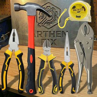 Kit Ferramentas Alicate Universal, Alicate Corte, Alicate Bico Longo e Martelo de Aço