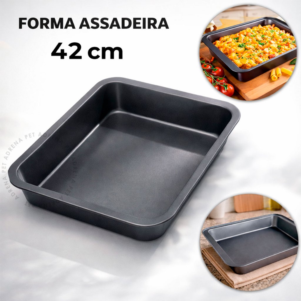 Kit 1/2 Forma Assadeira Retangular Antiaderente Bolo lasanha