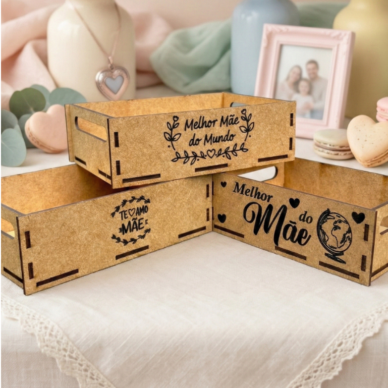 Kit Bandeja Cesta Mdf Cru 10x15 Para Presente Dia Das Mães Lembrancinha Embalagem Mimos em Oferta na Shopee