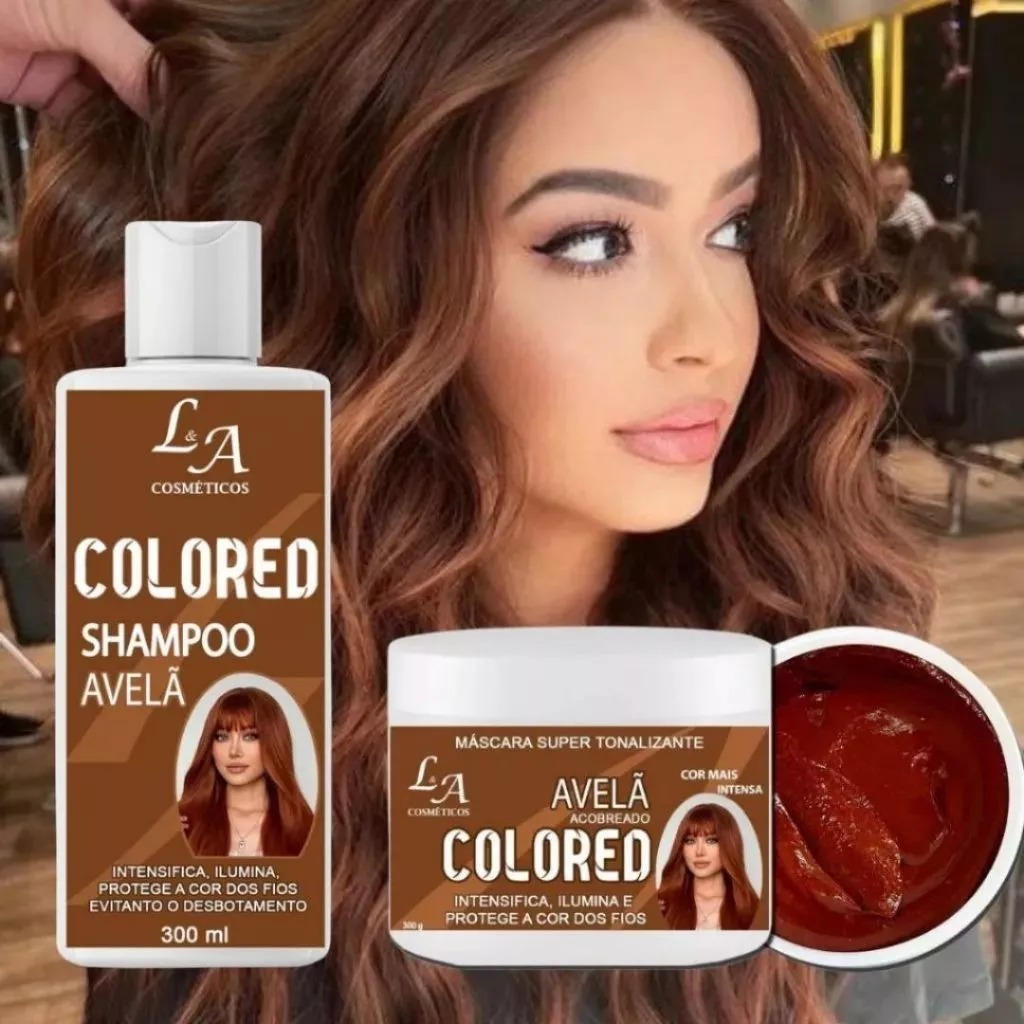 Kit Shampoo e Máscara Tonalizante Avelã Acobreado Chocolate Morena