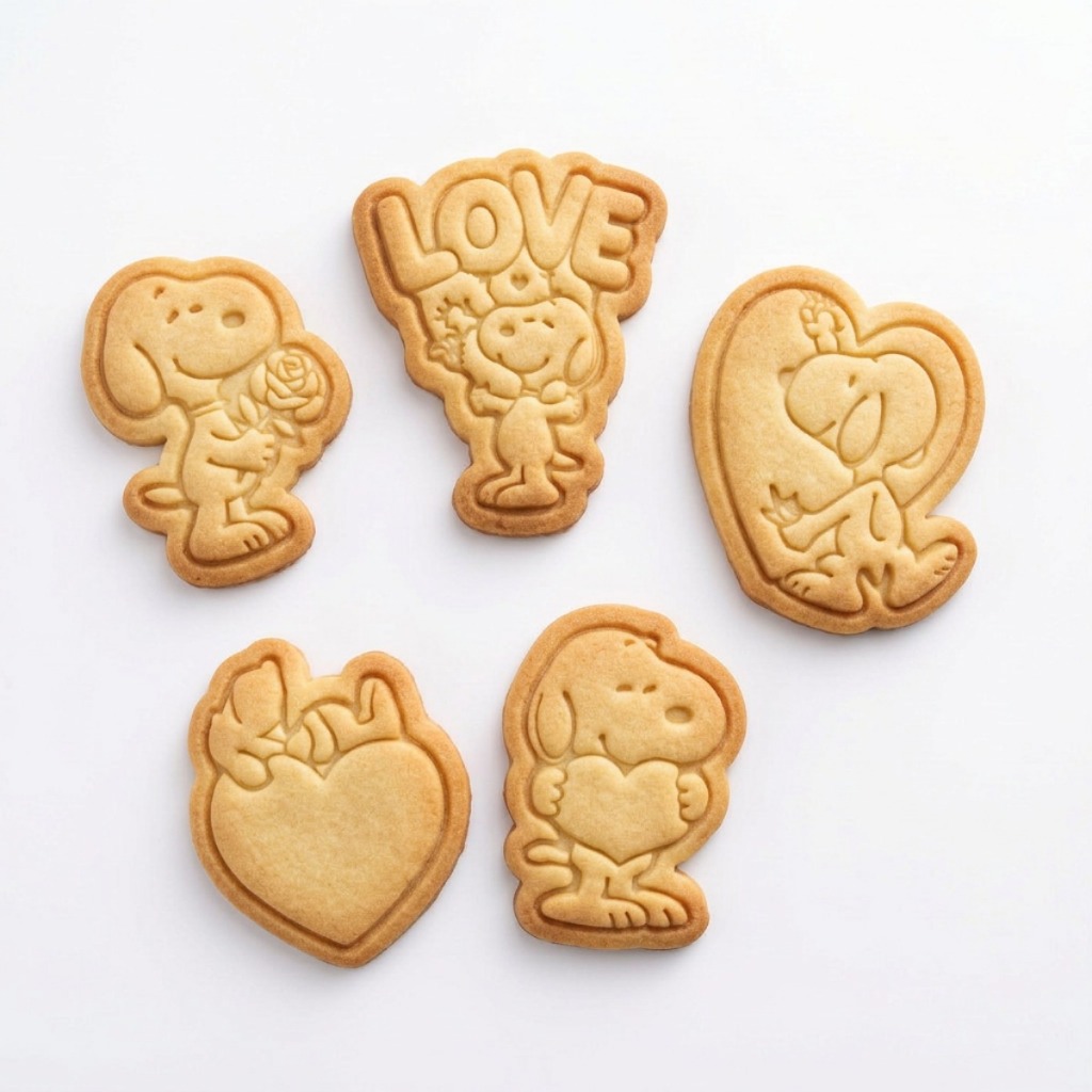 Kit 5 Cortadores Snoopy Namorados Biscoito Pasta Americana