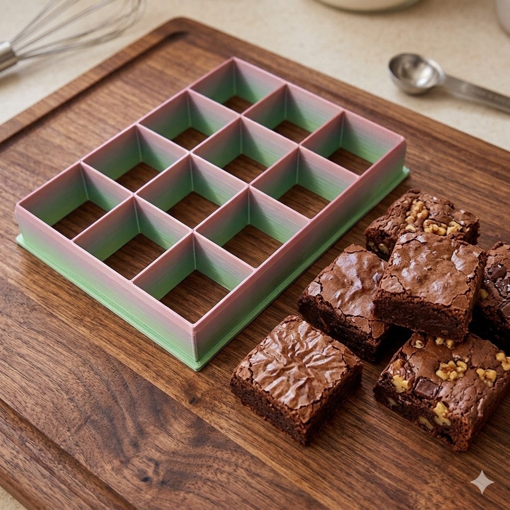 Cortador brownie 3x3 cm quadrado 12 cavidades 2cm profundida