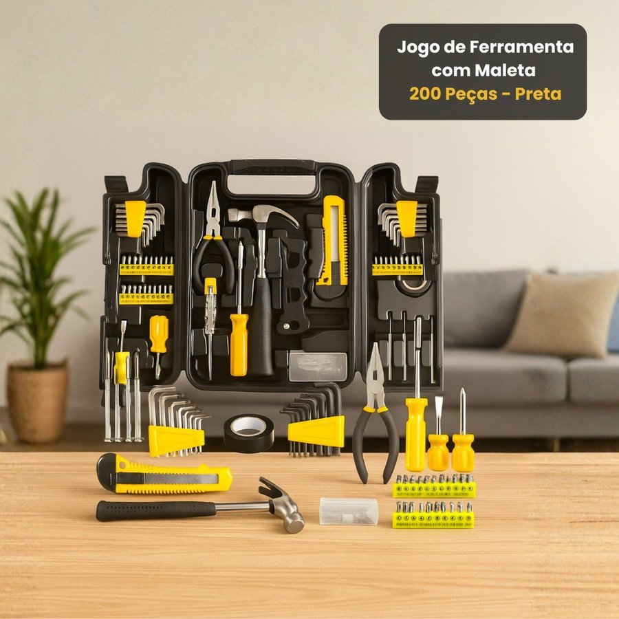 kit ferramentas completo, jogo de ferramentas 200 peças, maleta ferramentas, kit profissional ferramentas, ferramentas c