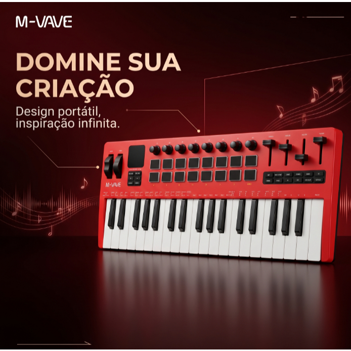 M-VAVE SMK-37 PRO Keyboard 37 key 3.5mm MIDI 16 RGB Drum Padswith