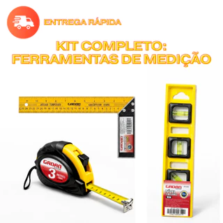 Esquadro Nível 30 cm Trena 3 Metros Carpinteiro Pedreiro Marceneiro Metálico Aço Profissional